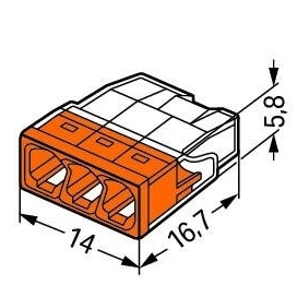 WAGO gnybtas 2273-203 laidų jungtis gnybtai 3x2.5mm2 monolitiniam laidui, 4050821027850 1