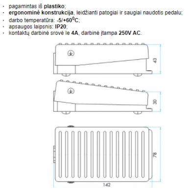 Kojinis valdymo Pedalas 1NO, IP20, PDM1 1