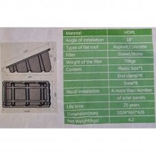 Saulės modulių tvirtinimo plastikinė vonelė plokščiam stogui