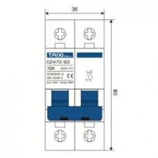 Apsauginis nuolatinės įtampos automatinis jungiklis saulės moduliams 2P | 63A | 500VDC | TAIXI