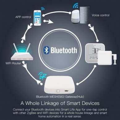 Išmanių namų Bluetooth - Wi-Fi signalo stotelė, BRIDGE, MESH, TUYA / Smart Life, MOES 3