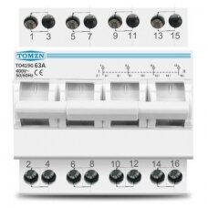 Galios perjungiklis generatoriams modulinis 1-0-2 4P 63A 3F 400V TOMZN