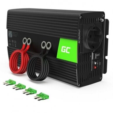 Automobilinis įtampos keitiklis 24Vdc/230Vac 1000W/2000W 50Hz, su USB 5V 2.1A, Green cell