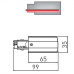 Bėgelio X-RAIL maitinimo šaltinis 3F (dešininis), 98x35mm, baltas GTV Lighting