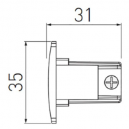 Bėgelio X-RAIL galinis dangtelis, 35x31mm, juodas GTV Lighting