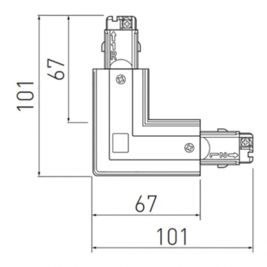 Kampinė jungtis X-RAIL bėgeliui, L 90° 3F, 101x101mm, juodas, GTV Lighting 1