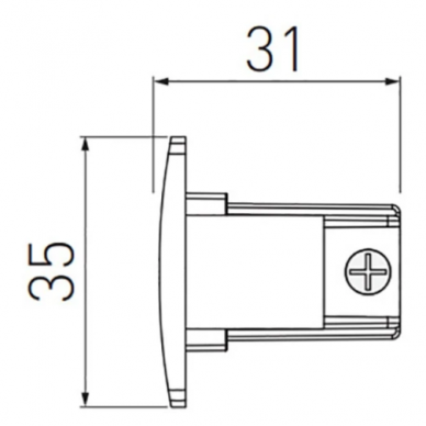 Bėgelio X-RAIL galinis dangtelis, 35x31mm, juodas GTV Lighting 1