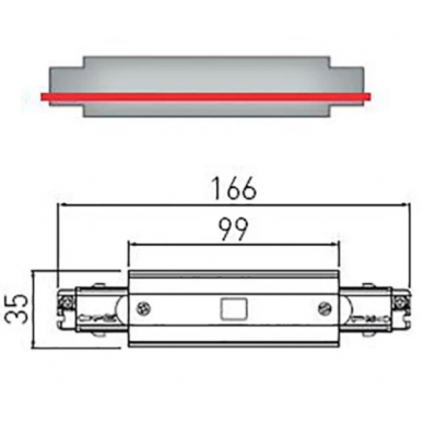 Tiesus sujungimas X-RAIL bėgeliui 3F, 166x35mm, juodas GTV Lighting 1