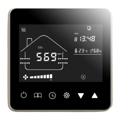 CO2 ja õhukvaliteedi mõõtur | kontroller | andur ventilatsioonisüsteemile 0-10VDC | IP30 | RS485 | MODBUS