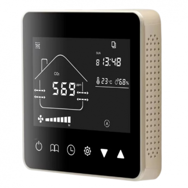 CO2 ir oro kokybės matuoklis | valdiklis | jutiklis ventiliacijos sistemai 0-10VDC | IP30 | RS485 | MODBUS 1