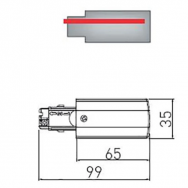 Bėgelio X-RAIL maitinimo šaltinis 3F (kairinis), 98x35mm, juodas GTV Lighting