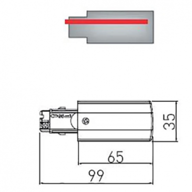 Bėgelio X-RAIL maitinimo šaltinis 3F (kairinis), 98x35mm, juodas GTV Lighting 1