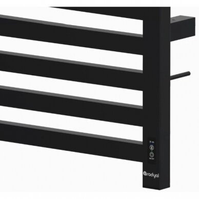 Electric Towel Warmer | Heated Towel Rail | with Timer | 0.1kW | 230V | IPX5 | 500x600x90mm | Black | Radyal Lily 600C 1