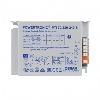 Elektroninis balastas metalo halogeno lempoms, PTi 70/220-240 S POWERTRONIC OSRAM 1