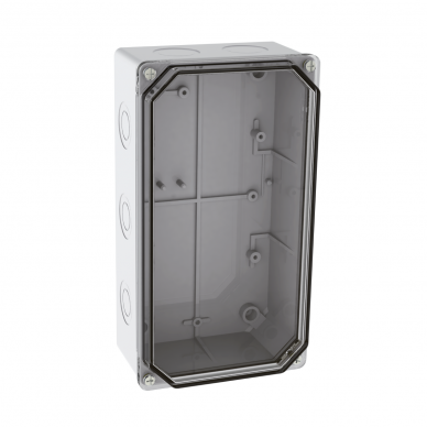 Electrical installation thermoplastic enclosure | hermetic | 113x210x73mm | surface-mounted | halogen-free | transparent cover | IP67 | TEM