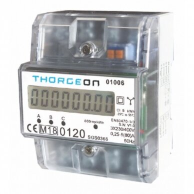 Elektros skaitiklis 3F 230V 80A MID, IP20, THORGEON