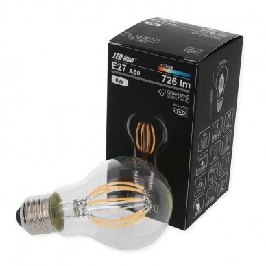 Led lemputė E27 6W 2700K 806lm Filament A60, 5901583249105