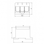 Galios gnybtai 3x35-240mm² kabelių -laidų pajungimui, komunikacijai į paskirstymo skydelį ant DIN bėgelio