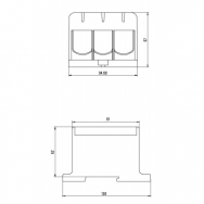 Galios gnybtai 3x35-240mm² kabelių -laidų pajungimui, komunikacijai į paskirstymo skydelį ant DIN bėgelio