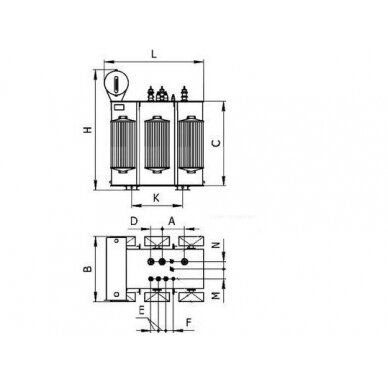 Galios transformatorius | 2500 kVA | 6;10/0,4kV | XX | K3 | TM tipo 1