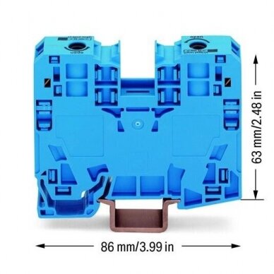 Gnybtas 2 laidininkų | ant DIN bėgelio | 35 mm² | mėlynas | POWER CAGE CLAMP | WAGO 1