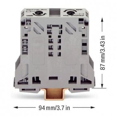 Gnybtas 2 laidininkų | ant DIN bėgelio | 50 mm² | pilkas | POWER CAGE CLAMP | WAGO 1