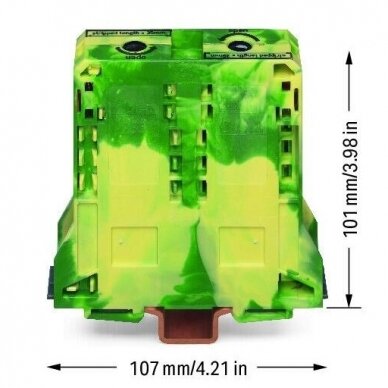 Gnybtas 2 laidininkų | ant DIN bėgelio | 95 mm² | žalias/geltonas | POWER CAGE CLAMP | WAGO 1