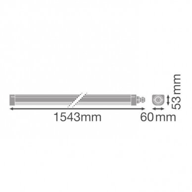 Hermetinis garažų tipo šviestuvas 34-50W 4000K 6100lm 154cm IP66, dimeriuojamas, DAMPPROOF, Ledvance, 4058075740891 3