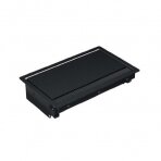 Įleidžiamas dangtelis į baldus rozečių blokui CONI Black, 3x (230x137mm cut-out) RAL9017 juodas