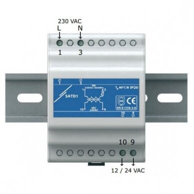 Impulsinis maitinimo šaltinis 24VAC 40VA, montuojamas ant DIN, SATD1-24-40 1