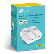 Internetas per 230V elektros tinklą Powerline 600Mbit/s su RJ45 prievadu ir elektros lizdu (2 vnt.), TP-LINK