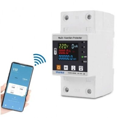 Smart voltage and current control relay with timer | 1-63A | 230V | TUYA Wi-Fi