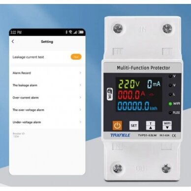 Smart voltage and current control relay with timer | 1-63A | 230V | TUYA Wi-Fi 1