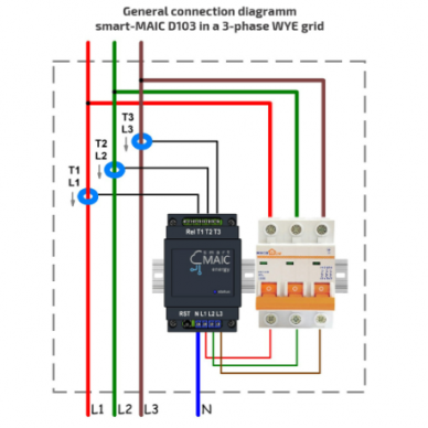 Elektros tinklo 380V analizatorius trifazis | 100A | Wi-Fi D103-2 CT smart-MAIC 2