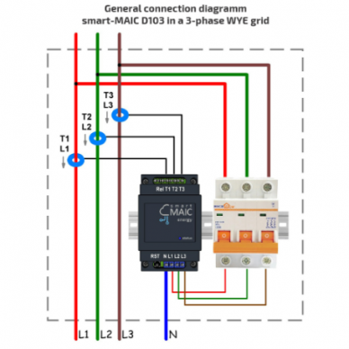 Elektros tinklo 380V analizatorius trifazis | 600A | Wi-Fi D103-600A CT smart-MAIC 2