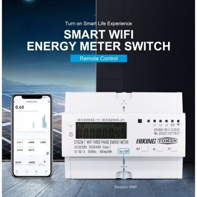 Išmanus elektros energijos skaitiklis WIFI TUYA SMARTLIFE, 3F-60A 230/400V, su išjungimo funkcija, Tomzn, 202211696490 3