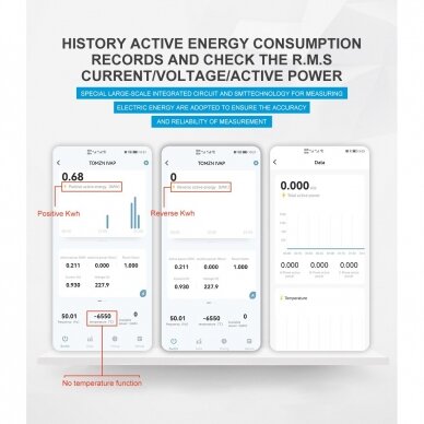 Išmanus elektros energijos skaitiklis WIFI TUYA SMARTLIFE, 3F-60A 230/400V, su išjungimo funkcija, Tomzn, 202211696490 4