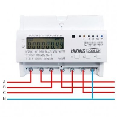 Išmanus elektros energijos skaitiklis WIFI TUYA SMARTLIFE, 3F-60A 230/400V, su išjungimo funkcija, Tomzn, 202211696490 6