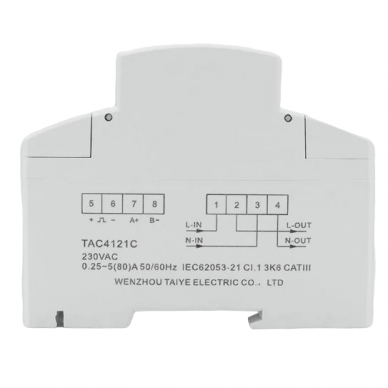 Išmanus elektros energijos skaitiklis WiFi TUYA 80A, vienfazis 230V 45~65Hz, TAC4121C 2