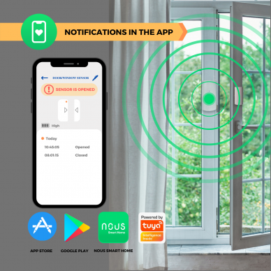 Išmanusis durų - langų jutiklis E3 ZigBee TUYA / Smart Life, NOUS-E3 2