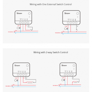 Išmanusis jungiklis, 6A, 230V 1-kanalo, valdomas Wi-Fi, Zigbee Sonoff ZBMINI-L2 3