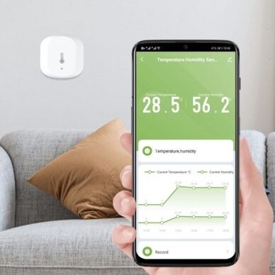 Išmanusis temperatūros-drėgmės jutiklis su monitoringo funkcija Wifi ZigBee, TUYA, WOOX 2