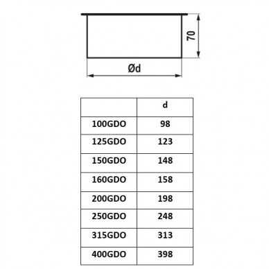 Galinis dangtelis ortakiui | vėdinimo sistemai | D250 | cinkuotas plienas | 250GDO 2