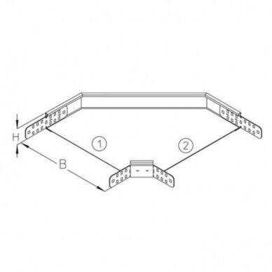 Kabelinio kanalo posūkis horizontalus kampas 45° 60x200mm