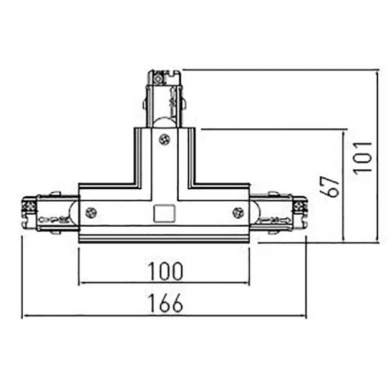 T formos sujungimas X-RAIL bėgeliui, 3F, 166x101mm, juodas, vidinis/išorinis, dešininis GTV Lighting 1