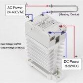 Industrial Solid State Semiconductor SSR Electronic Switching Relay DC-AC | DIN Mount | 1-Phase | 120A | 24-480VAC | 3-32VDC