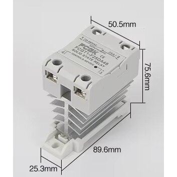 Pramoninė kietojo kūno puslaidininkinė SSR elektroninė perjungimo relė AC-AC | ant DIN | 1F | 25A | 24-480VAC | 70-280VAC