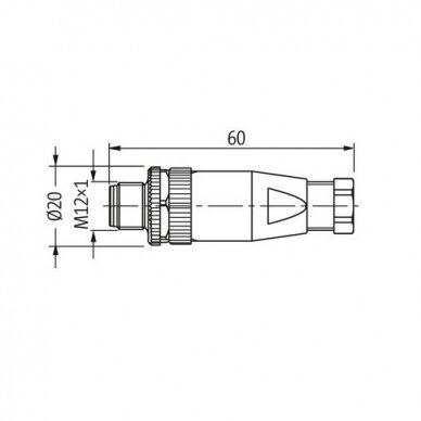 Kištukas M12 MALE 0° 8P maks.0,5mm² 6-8mm 7000-17301-0000000 3