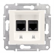 Kompiuterio lizdas 2 vietų 2xRJ45 cat.5e UTP Kreminis SDD112452 Sedna Design Schneider Electric