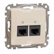 Kompiuterio lizdas 2 vietų 2xRJ45 cat.5e UTP Kreminis SDD112452 Sedna Design Schneider Electric